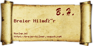 Breier Hilmár névjegykártya